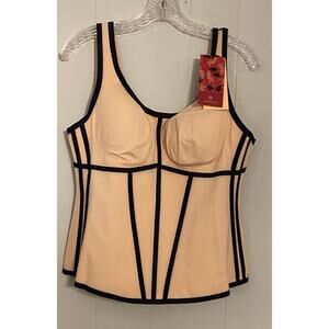 Honeylove Boldness Tank Shapewear Nude Black Trim 1X Sculpting